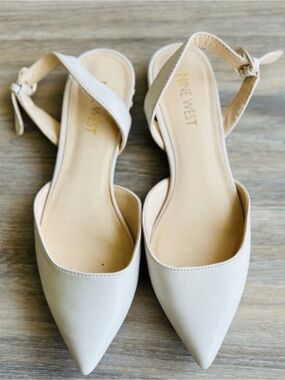 Nine West Cream Pointed Toe Slingback Flats